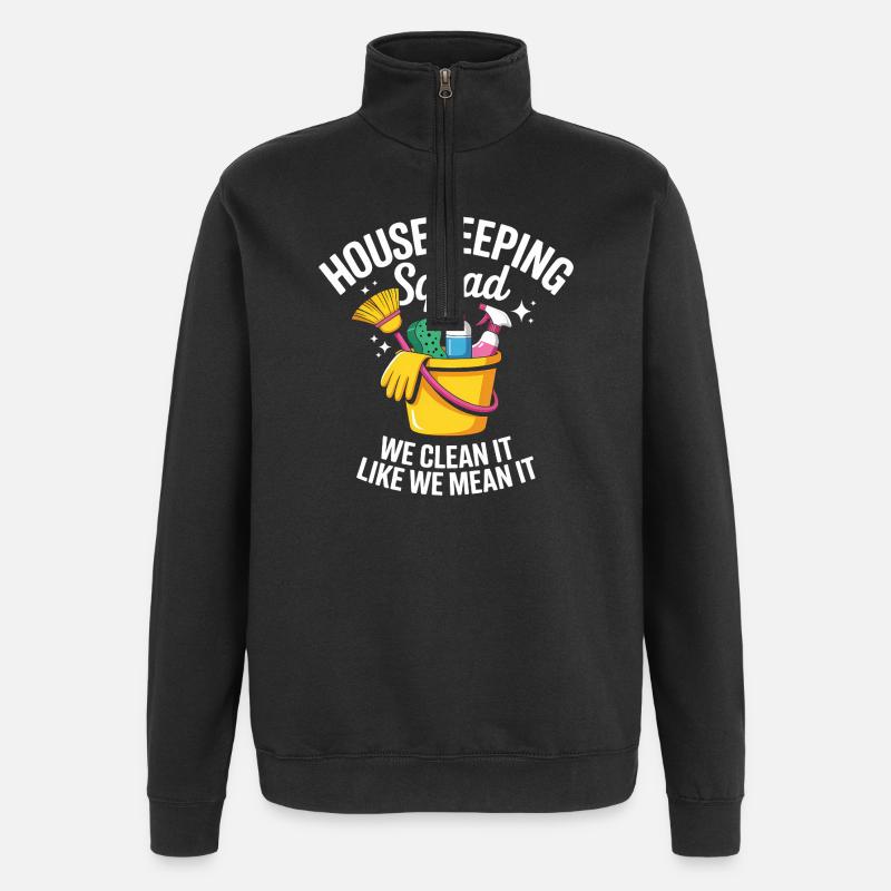 Conception de nettoyage amusante - Sweat à zip 1/4 - noir