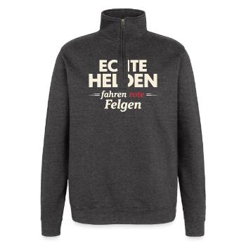 Real Heroes Ride Red Rims – Agriculture - Quarter-Zip Sweatshirt - charcoal grey - Front - AI Model Female 172 light (172cm) & AI Model Male 178 dark (178cm)