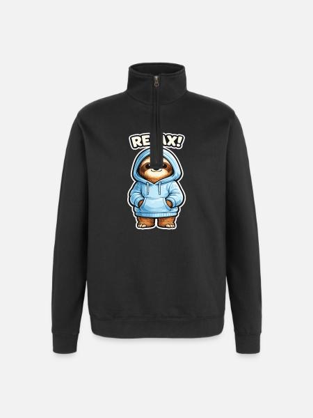 Relax Sloth Hoodie - Quarter-Zip Sweatshirt - black