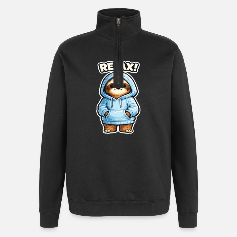 Sweat à capuche Relax Sloth - Sweat à zip 1/4 - noir