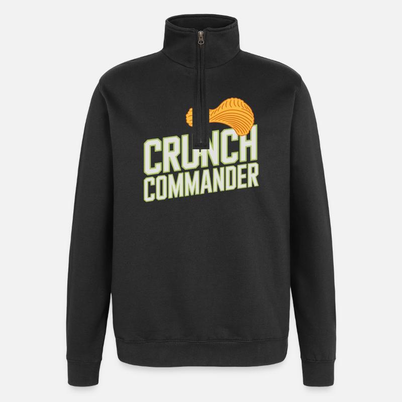 Crunch Commander Nibbler Chips Fan Snack - Quarter-Zip Sweatshirt - black