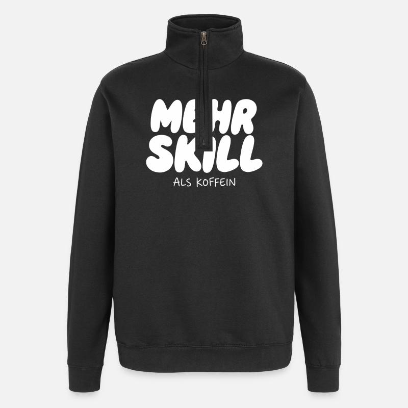 More skill than caffeine - Quarter-Zip Sweatshirt - black