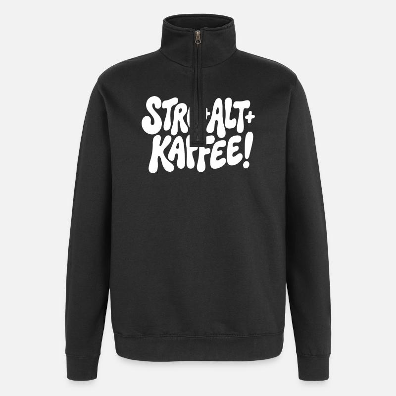 Strg Alt Kaffee Design - Quarter-Zip-Sweatshirt - Schwarz