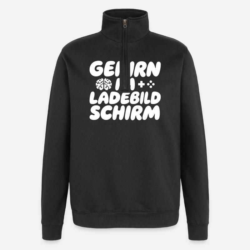 Gehirn im Ladebildschirm - Quarter-Zip-Sweatshirt - Schwarz