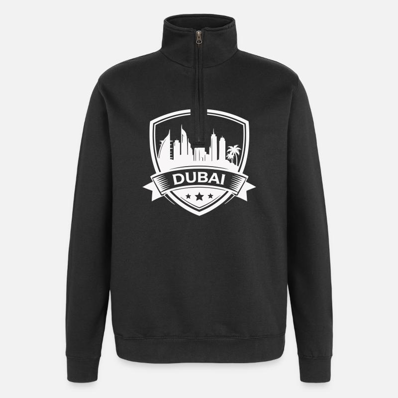 Dubai Skyline Badge Sign - Quarter-Zip Sweatshirt - black