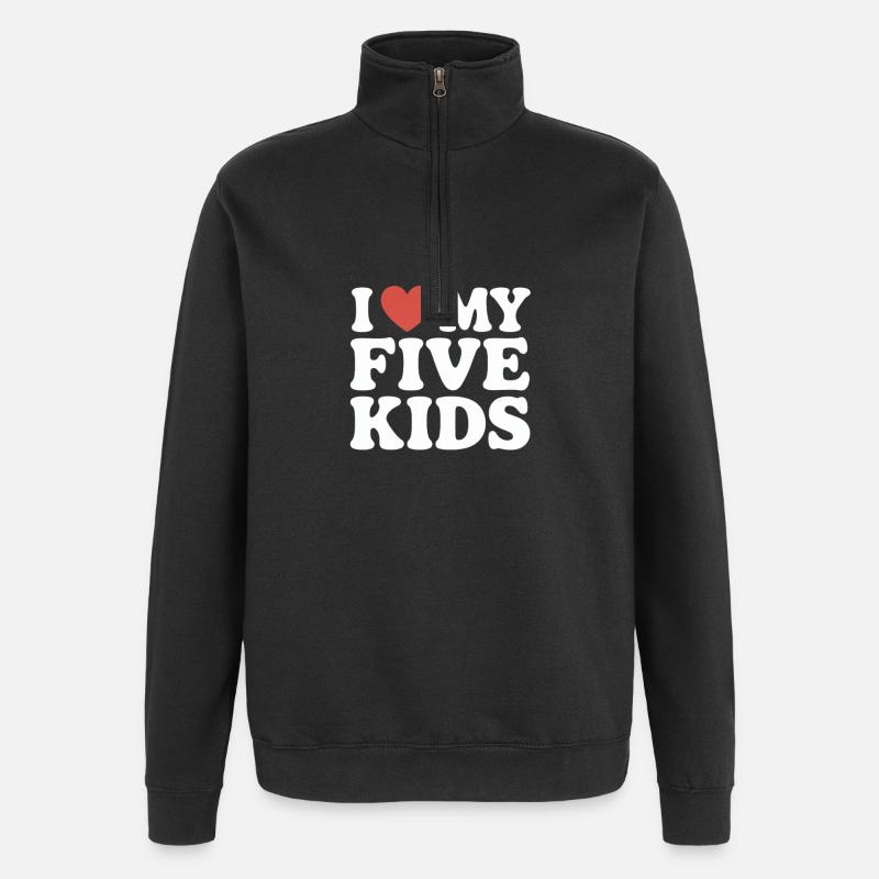 J’aime mes cinq enfants - Sweat à zip 1/4 - noir