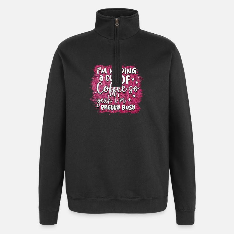 Coffee & Activity: Cute Coffee Sign - Quarter-Zip Sweatshirt - black