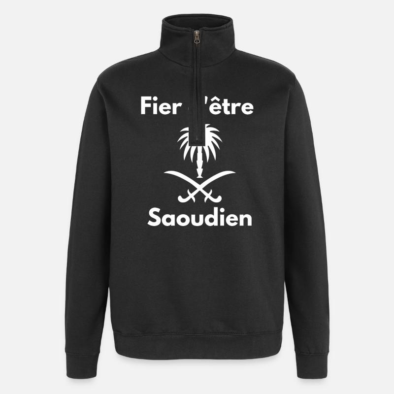 Fier d'être Saoudien - Sweat à zip 1/4 - noir