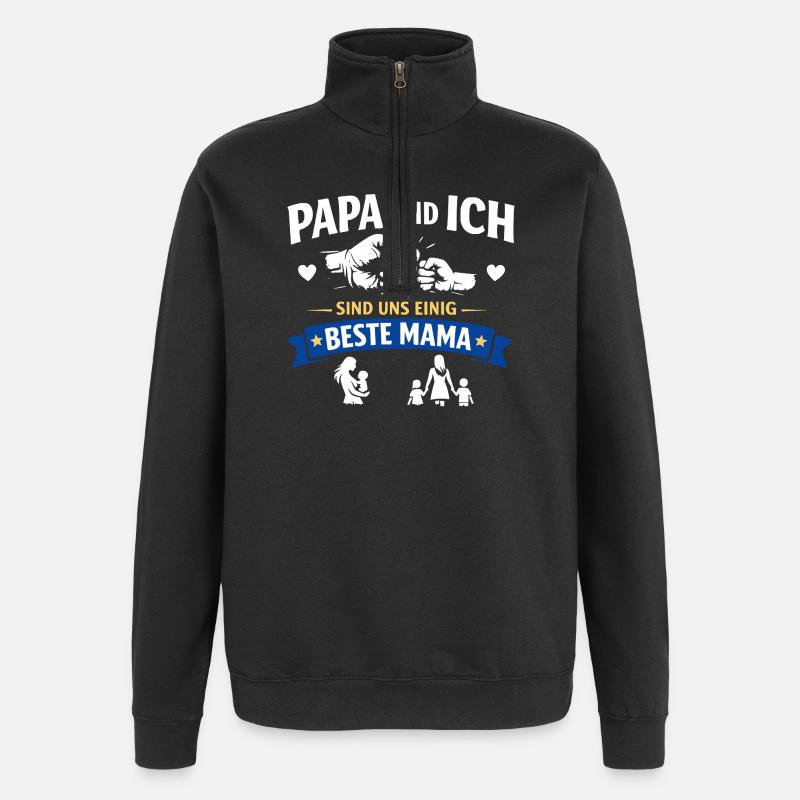 Papa Ich Beste Mama - Quarter-Zip-Sweatshirt - Schwarz