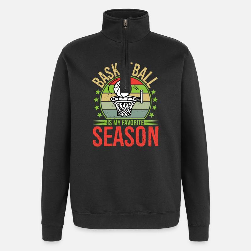 Le basket-ball est ma saison préférée - Sweat à zip 1/4 - noir