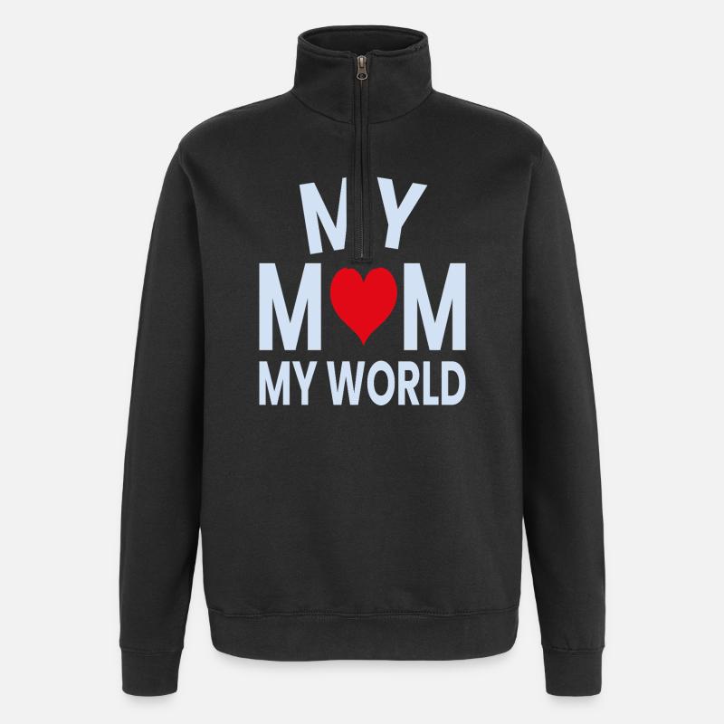 Ma mère, mon cœur du monde - Sweat à zip 1/4 - noir
