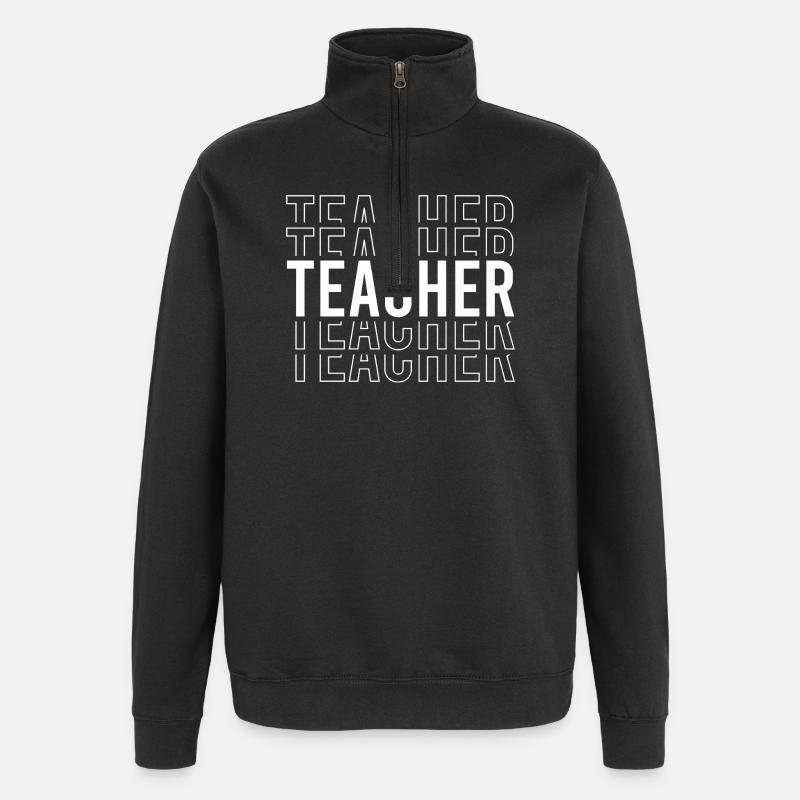 Lehrer Typografie - Quarter-Zip-Sweatshirt - Schwarz