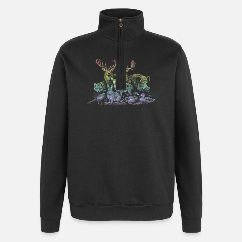 Rehherde im Regenbogen - Quarter-Zip-Sweatshirt - Schwarz