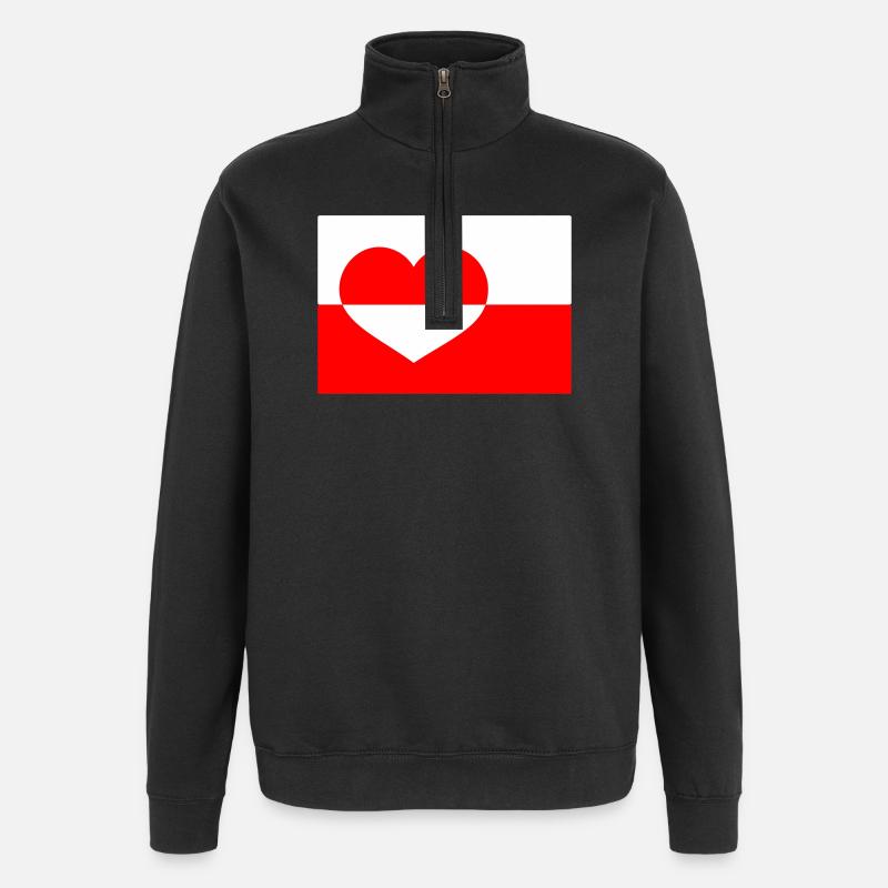 Drapeau du Cœur du Groenland - Sweat à zip 1/4 - noir