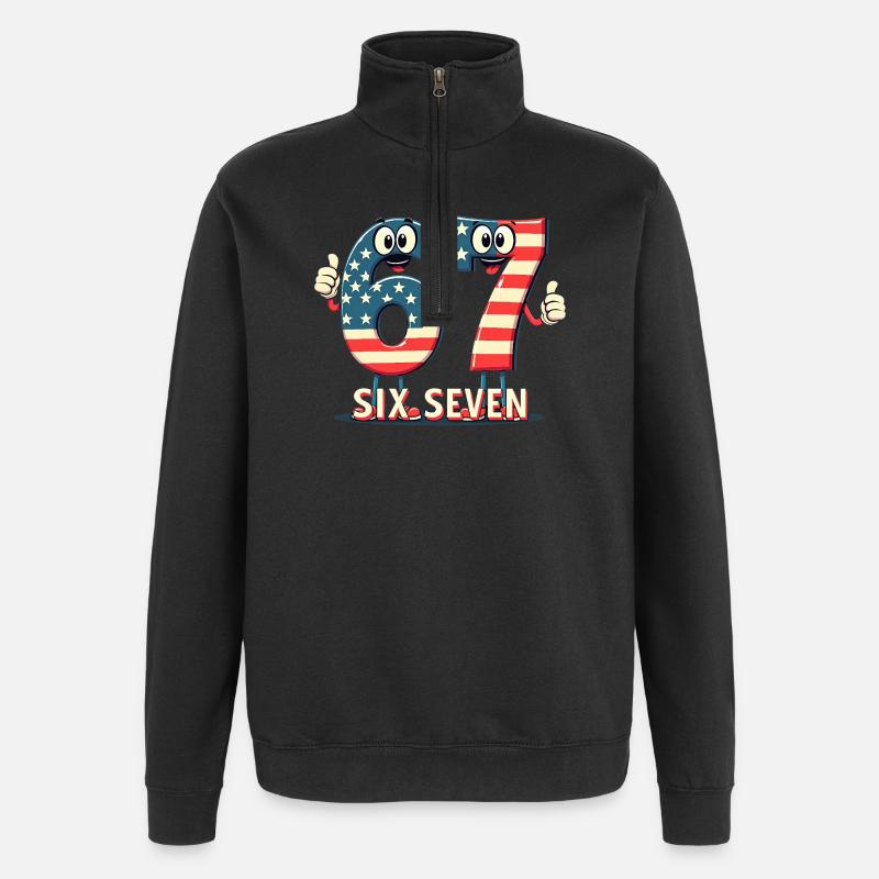 US Flag 67 Memes Six Seven - Quarter-Zip-Sweatshirt - Schwarz