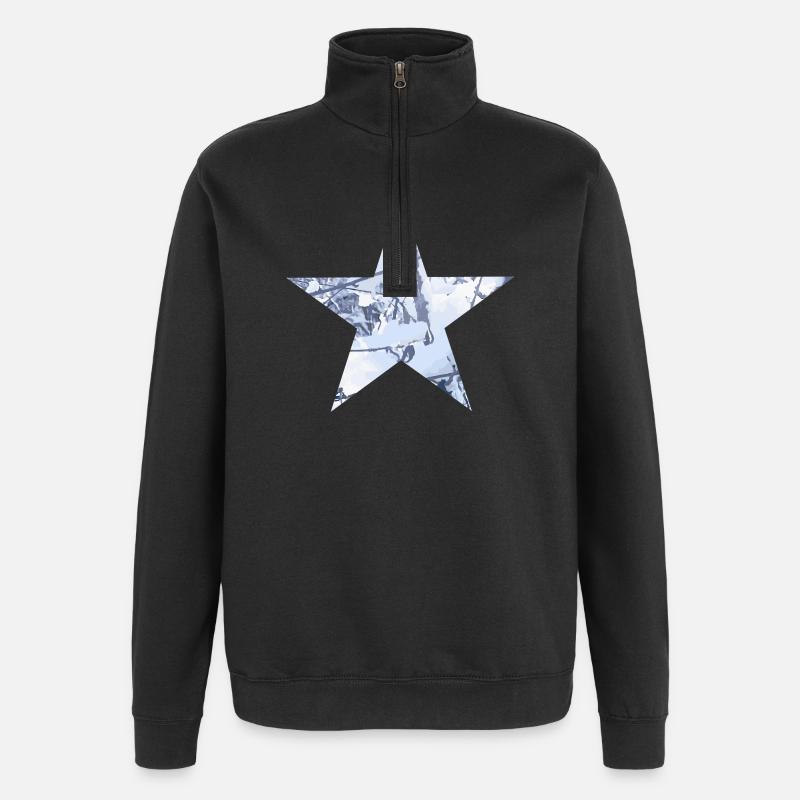 Star Winter Snow Digital Art - Quarter-Zip Sweatshirt - black