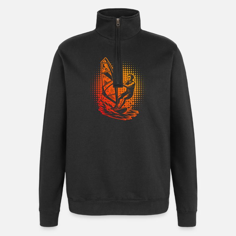 Kompaktes Windsurfing Design für Windsurf - Quarter-Zip-Sweatshirt - Schwarz