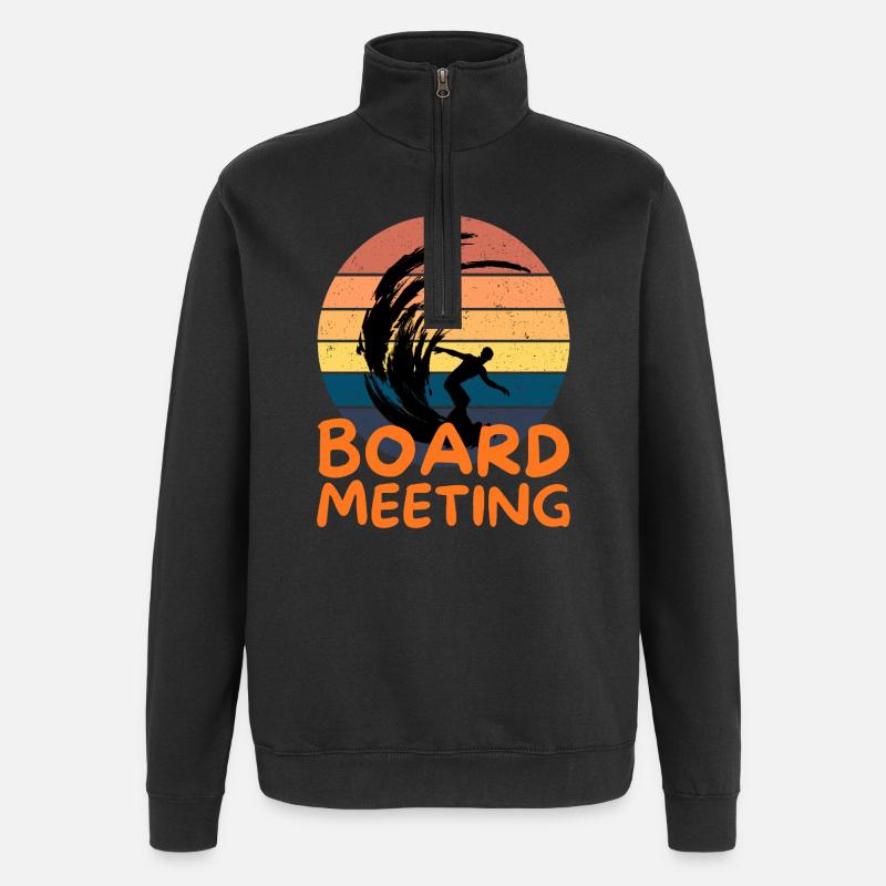 Réunion du conseil de surf - Sweat à zip 1/4 - noir