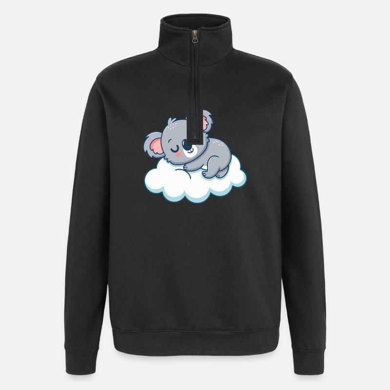 Dreamy Koala on Cloud - Quarter-Zip Sweatshirt - black
