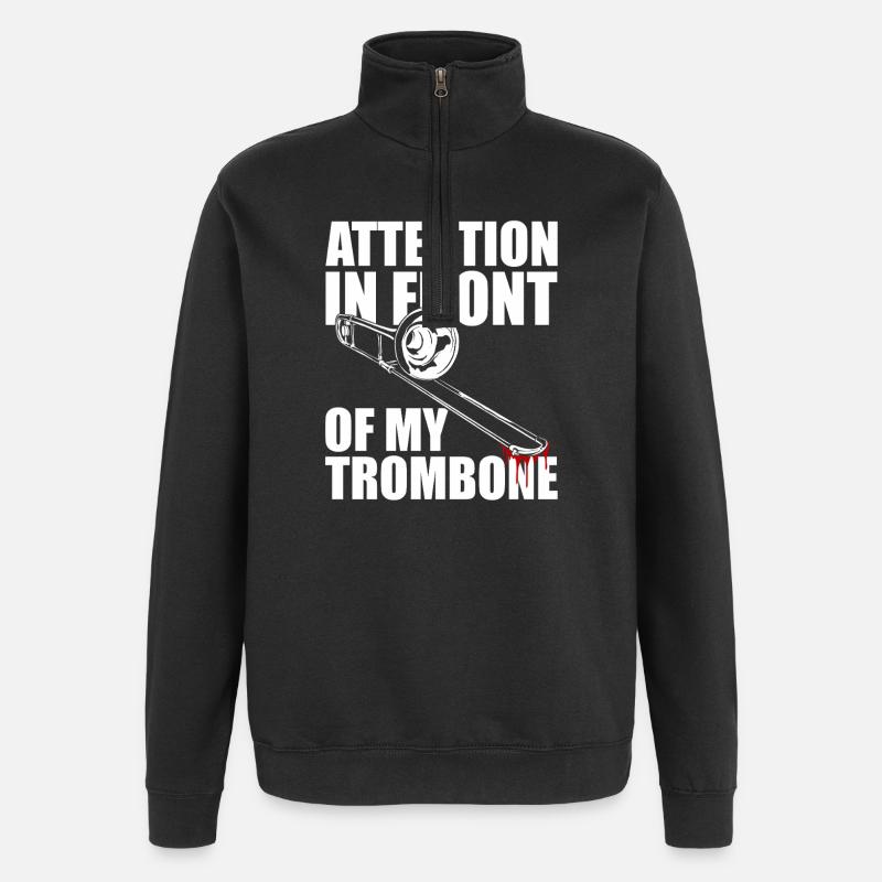 Attention Trombone Trombone Player Trombonist - Quarter-Zip Sweatshirt - black