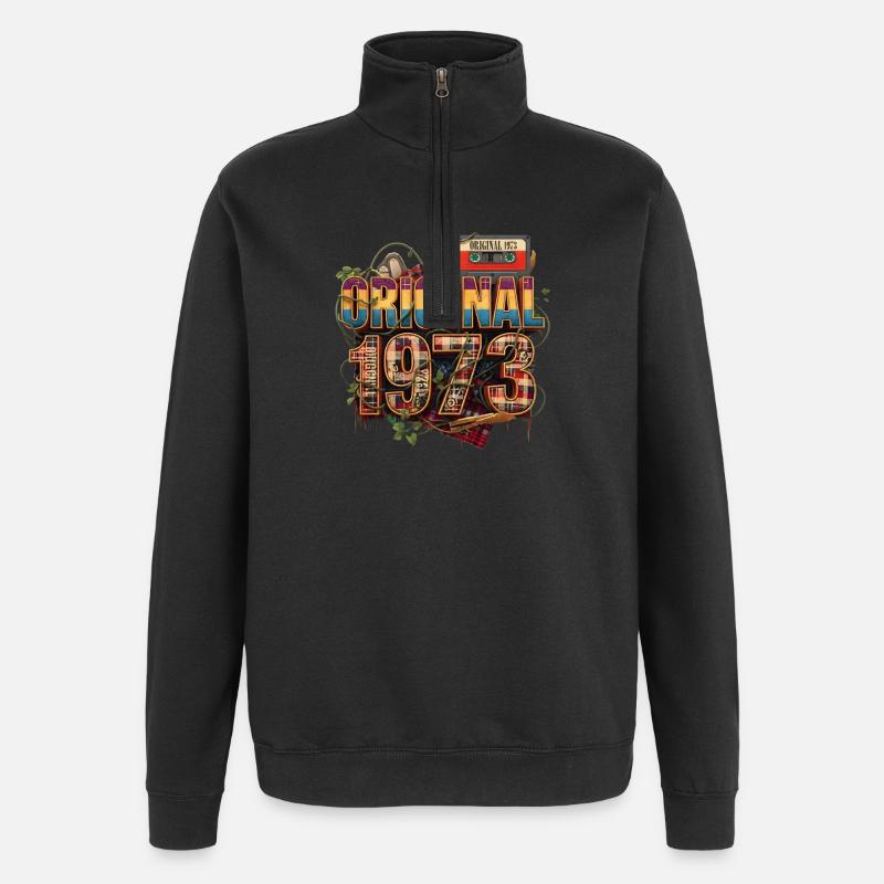 Original 1973 Retro Collage - Quarter-Zip Sweatshirt - black