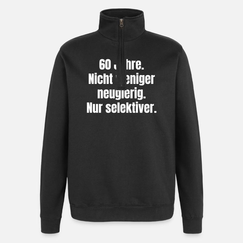 60 years – Curious, selective - Quarter-Zip Sweatshirt - black