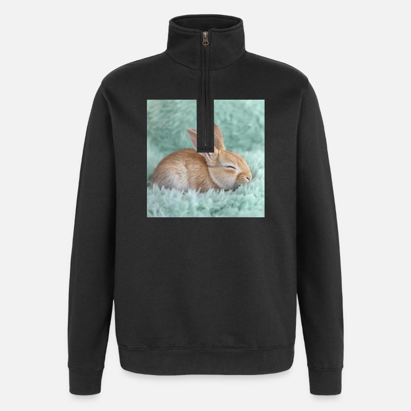 268 lapin - Sweat à zip 1/4 - noir