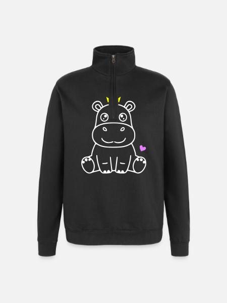 Hippopotamus with Crown Prince Princess - Quarter-Zip Sweatshirt - black