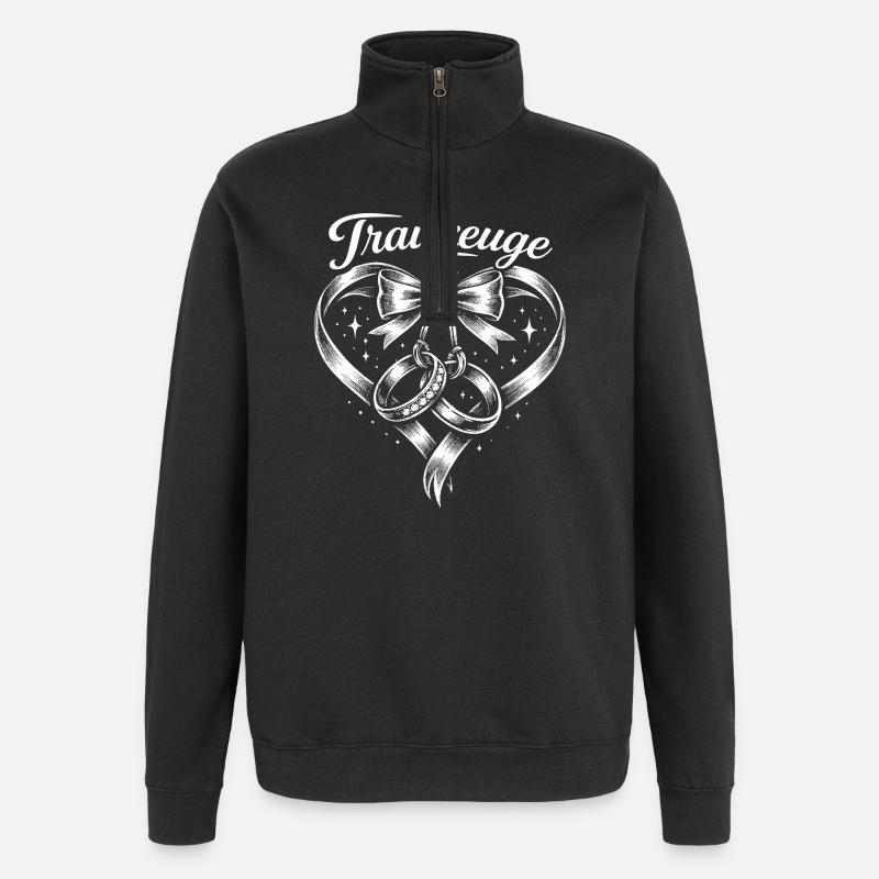 Herz Schleife Ringe Trauzeichen - Quarter-Zip-Sweatshirt - Schwarz
