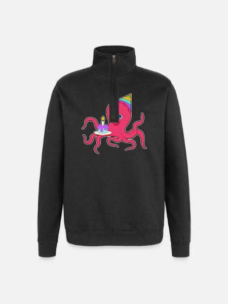Gâteau d’anniversaire pieuvre - Sweat à zip 1/4 - noir
