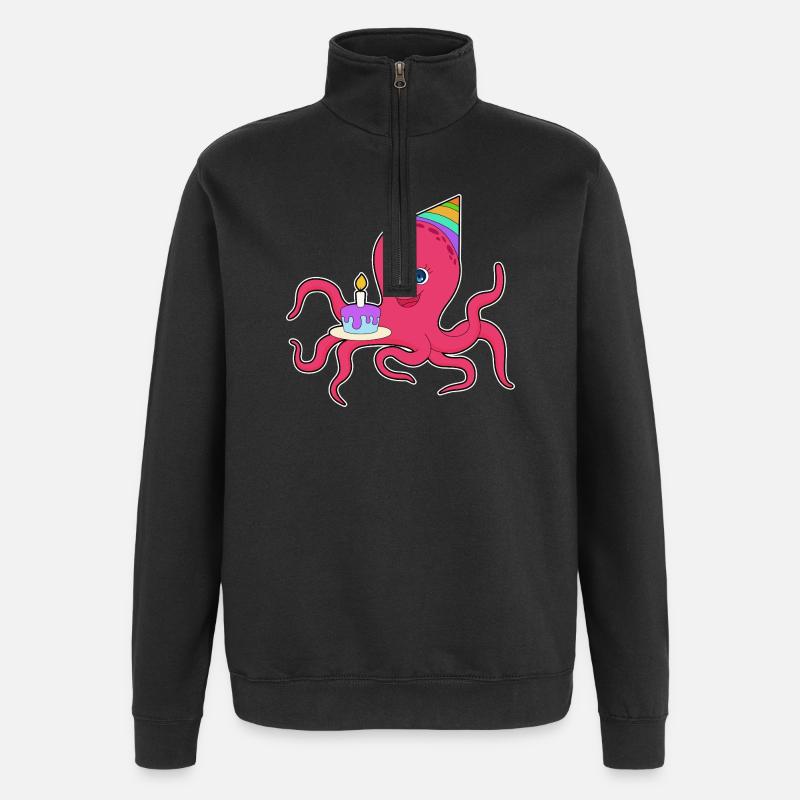 Octopus Birthday Cake - Quarter-Zip Sweatshirt - black