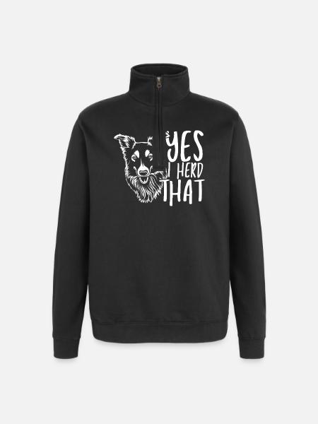 Wolf head with handwritten text - Quarter-Zip Sweatshirt - black