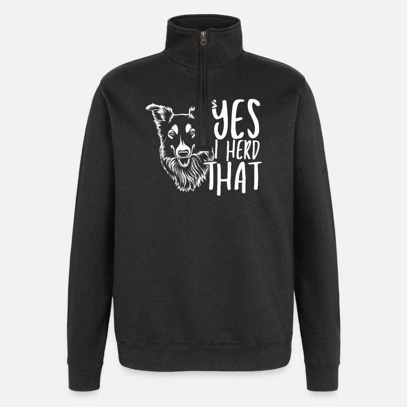 Wolfskopf mit handschriftlichem Text - Quarter-Zip-Sweatshirt - Schwarz
