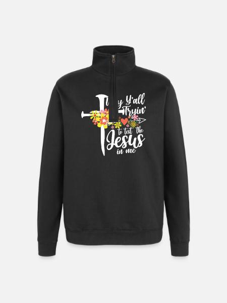 Cross flowers: Jesus in me - Quarter-Zip Sweatshirt - black