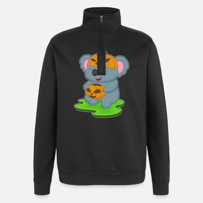 Koala Halloween Pumpkin - Sweat à zip 1/4 - noir