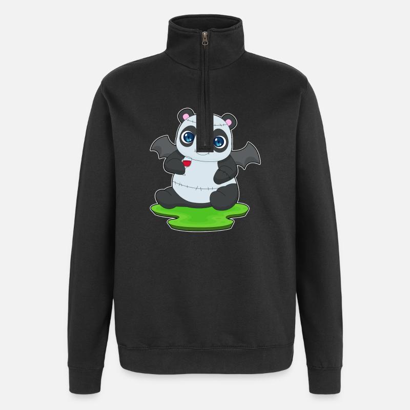 Panda Vampire d’Halloween - Sweat à zip 1/4 - noir