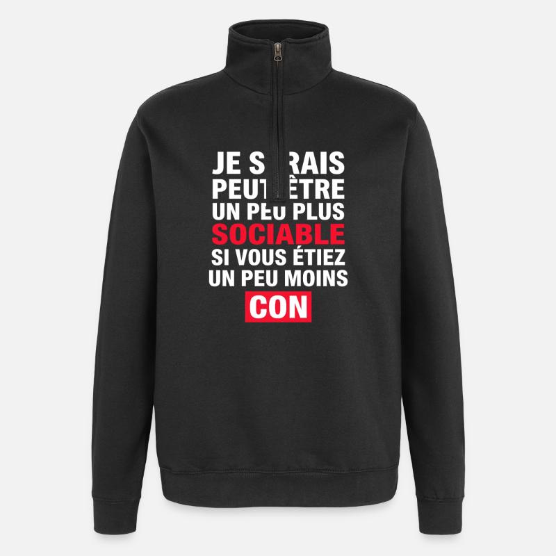 Vielleicht bin ich ein bisschen geselliger - Quarter-Zip-Sweatshirt - Schwarz