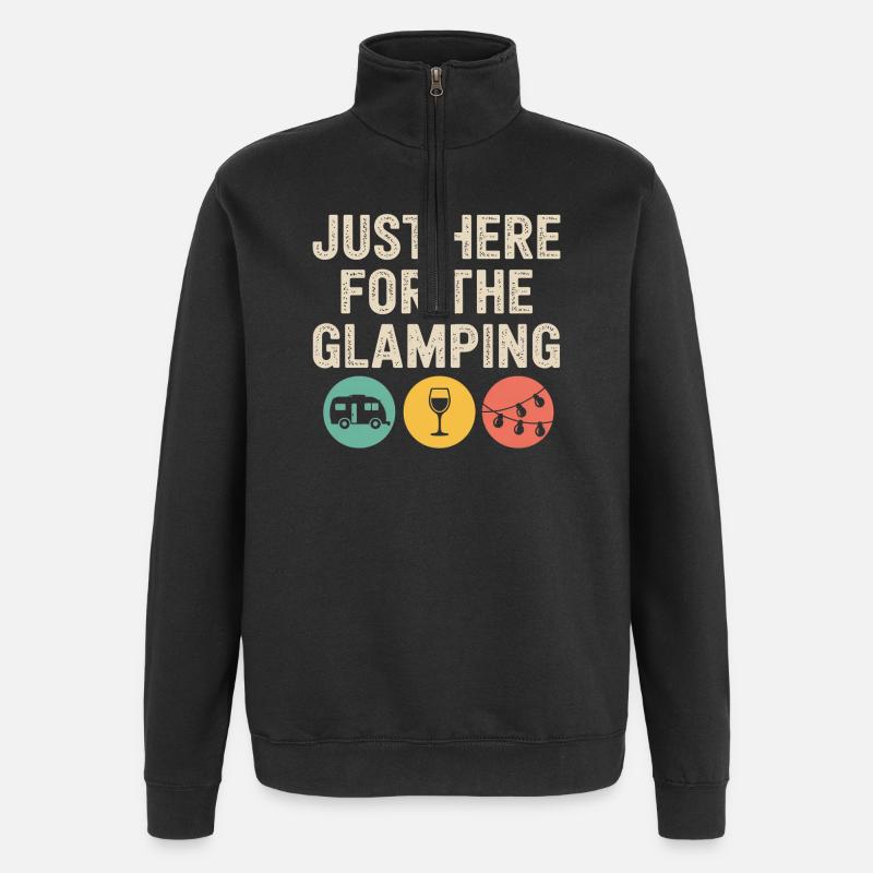 Just Here for the Glamping - Quarter-Zip Sweatshirt - black