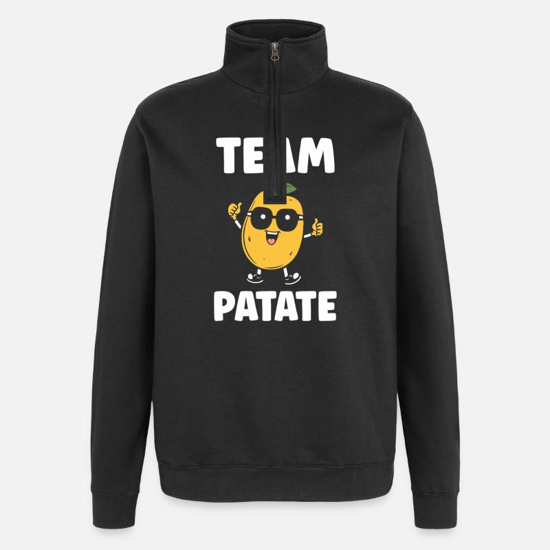 Equipe Patate Mascotte Souriante - Sweat à zip 1/4 - noir