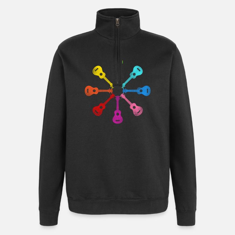 Hawaiian Ukulele Uke Rainbow - Quarter-Zip Sweatshirt - black