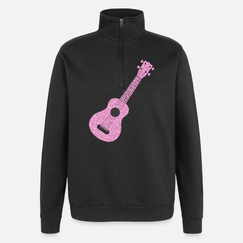 Hawaiian Ukulele Uke Diamonds - Quarter-Zip Sweatshirt - black