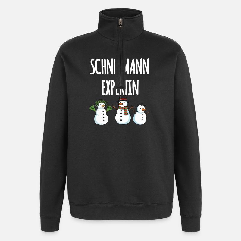 Schneemann Expertin - Quarter-Zip-Sweatshirt - Schwarz