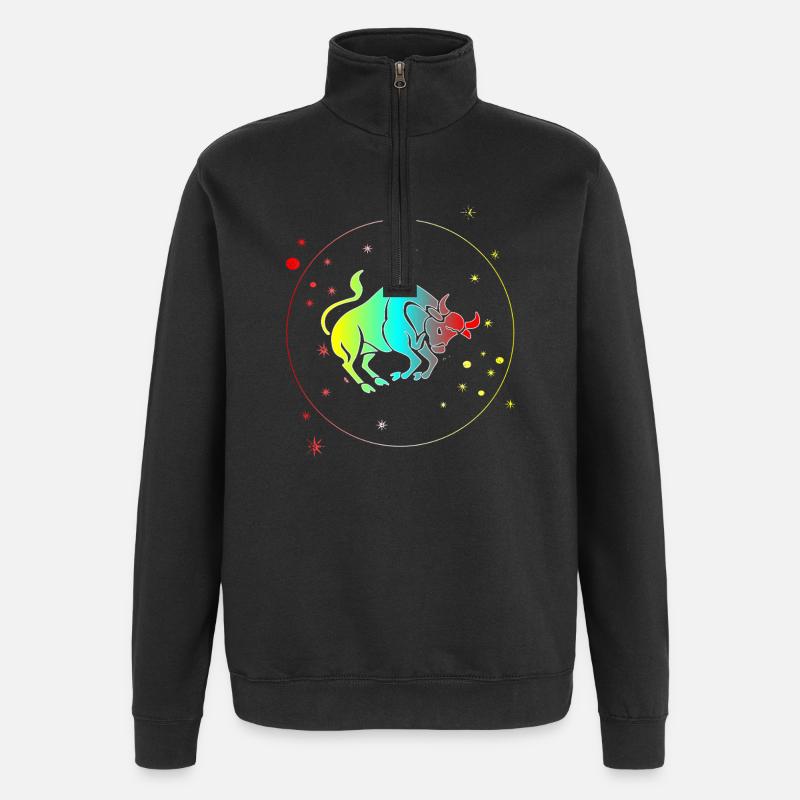 Stier-Astrologie-Horoskop-Sternzeichen - Quarter-Zip-Sweatshirt - Schwarz