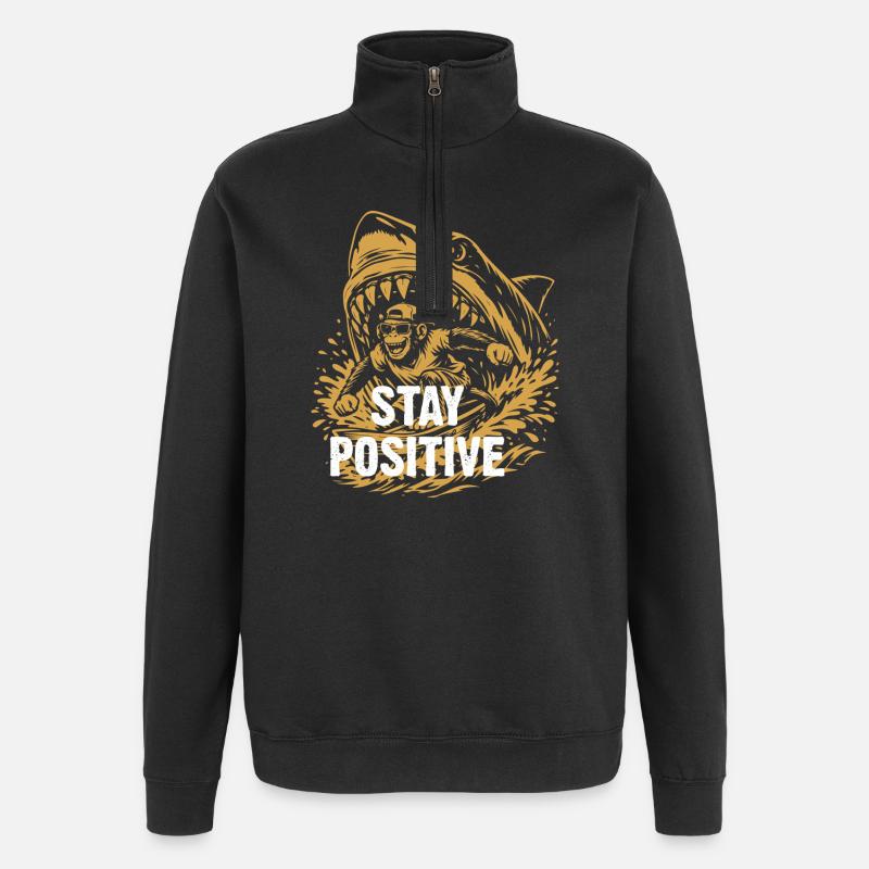 Reste positif, éclaboussure de requin - Sweat à zip 1/4 - noir