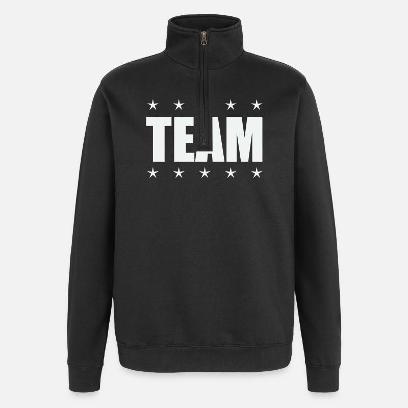 Team mit Sternen - Quarter-Zip-Sweatshirt - Schwarz