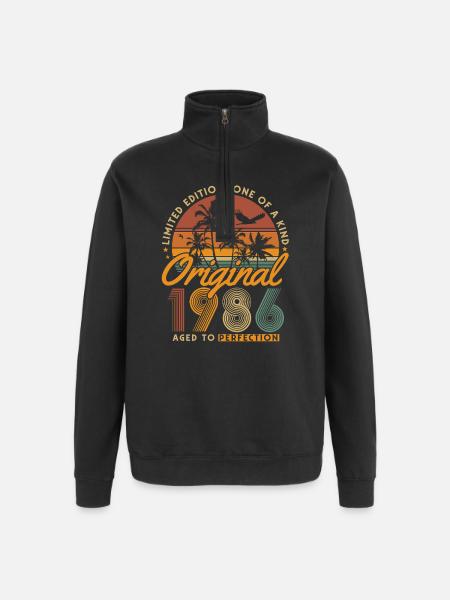 1986 Vintage Born 40-års fødselsdagsgave - Sweatshirt med 1/4 lynlås - sort