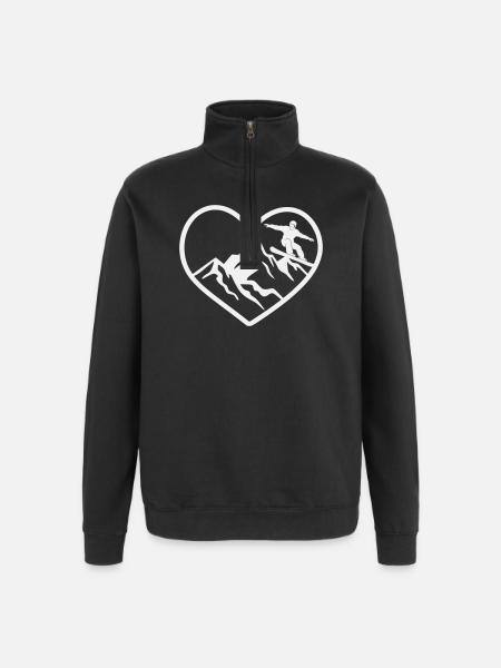 Heart, mountains and snowboarders - Quarter-Zip Sweatshirt - black