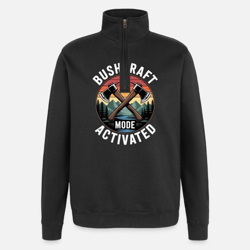 Bushcraft Mode Activated  - Quarter-Zip Sweatshirt - black
