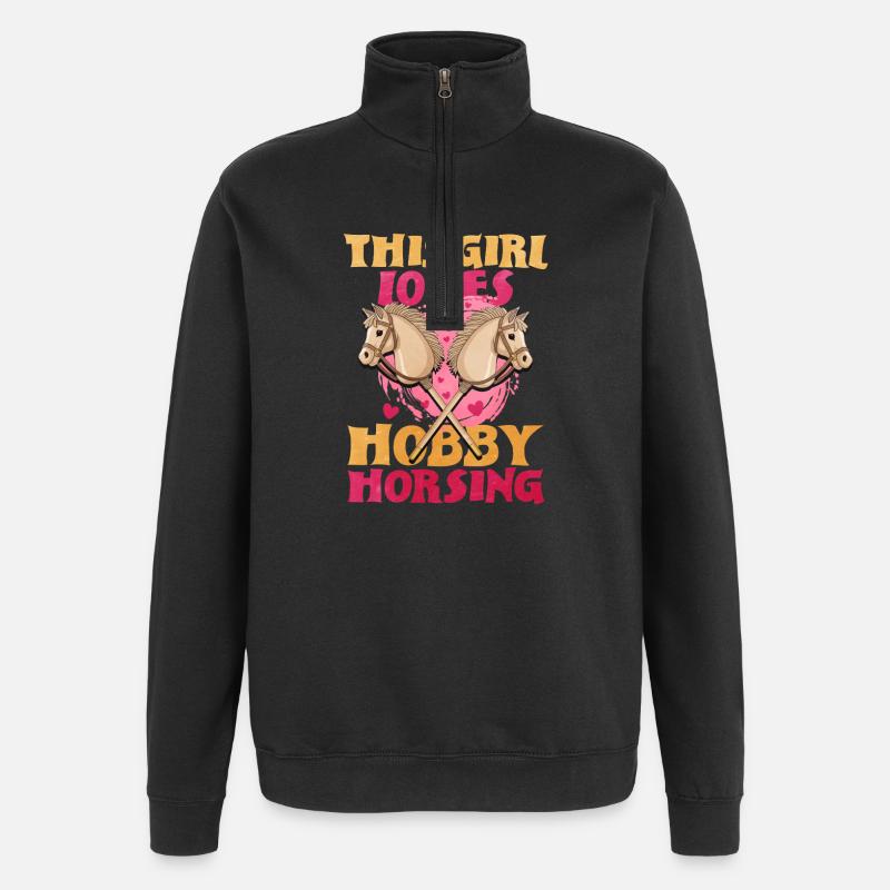 Dieses Mädchen liebt Hobbyhorsing - Quarter-Zip-Sweatshirt - Schwarz