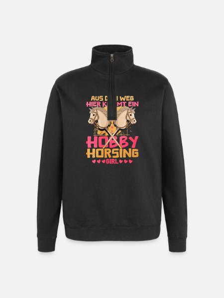 Hobby Horsing Girl Heart Design - Quarter-Zip Sweatshirt - black